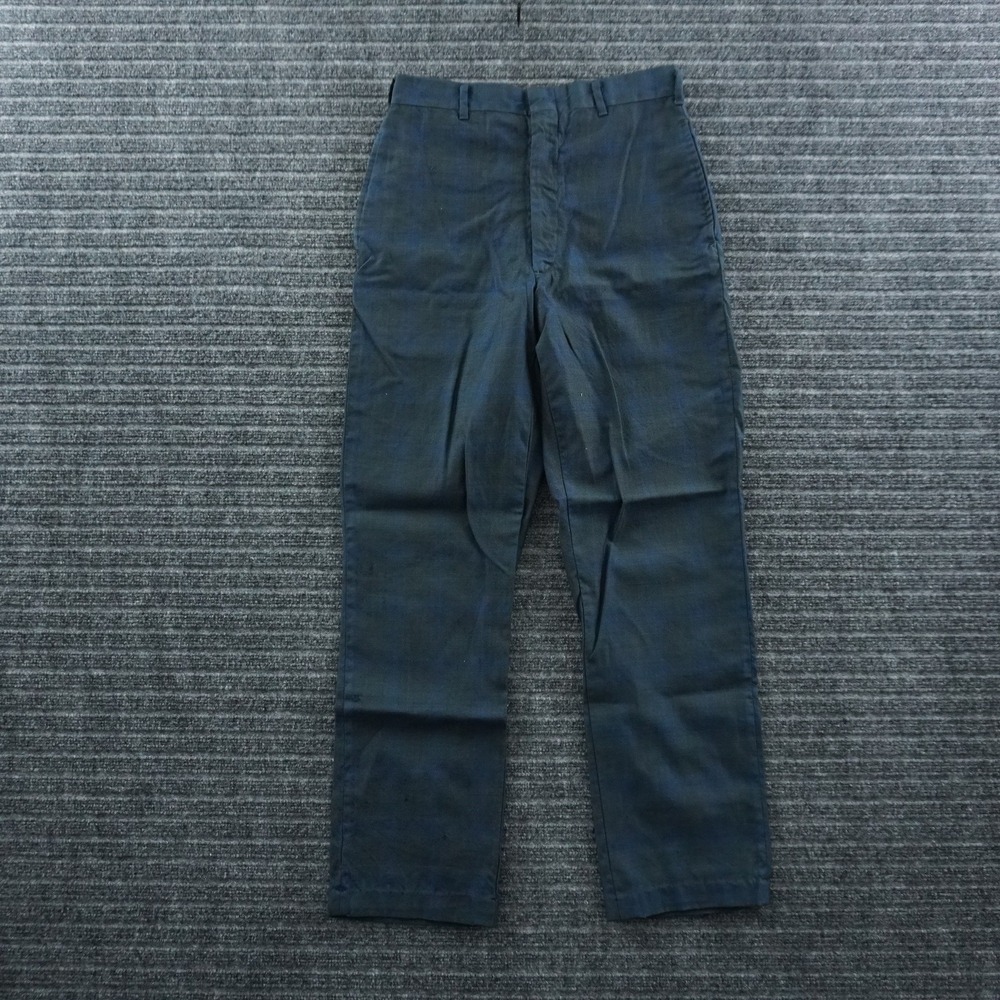 Wool Pants Mens 28x29 Navy Blue Vintage 50s Drop Loop Trousers Rockabilly